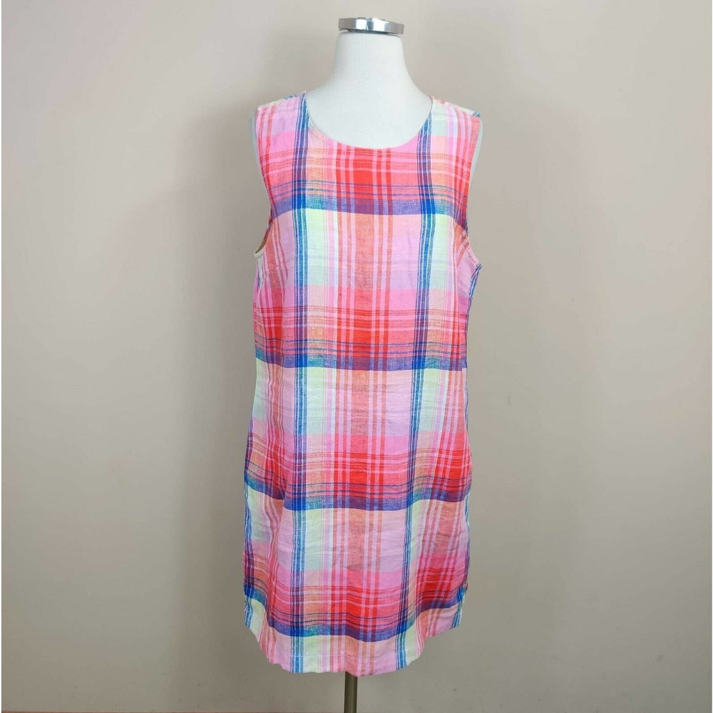 C & C CALIFORNIA Plaid Linen Shift Dress